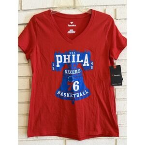 Philadelphia 76ers Short Sleeve T-Shirt Tee Womens Small Red‎ NBA NWT Fanatics